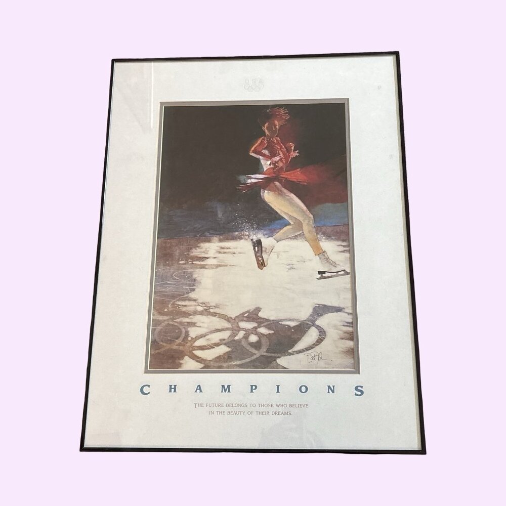 "Figure Skating" Bart Forbes Lithograph 1994 Olympics Champions Matted Framed BH